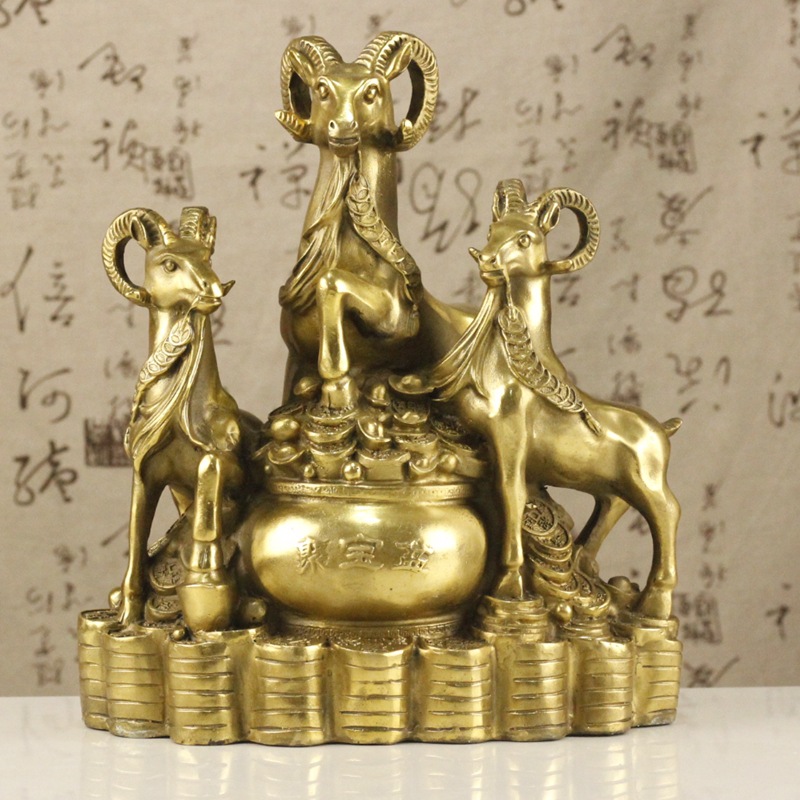 铜三阳开泰三羊开泰摆件纯铜金属工艺品家居饰品铜器批发大小号